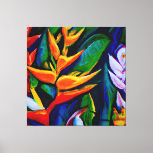 Beautiful tropical floral painting art canvas pri print