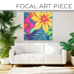 Beautiful tropical floral painting art  canvas print