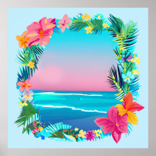 Beautiful Tropical Floral Wreath Poster