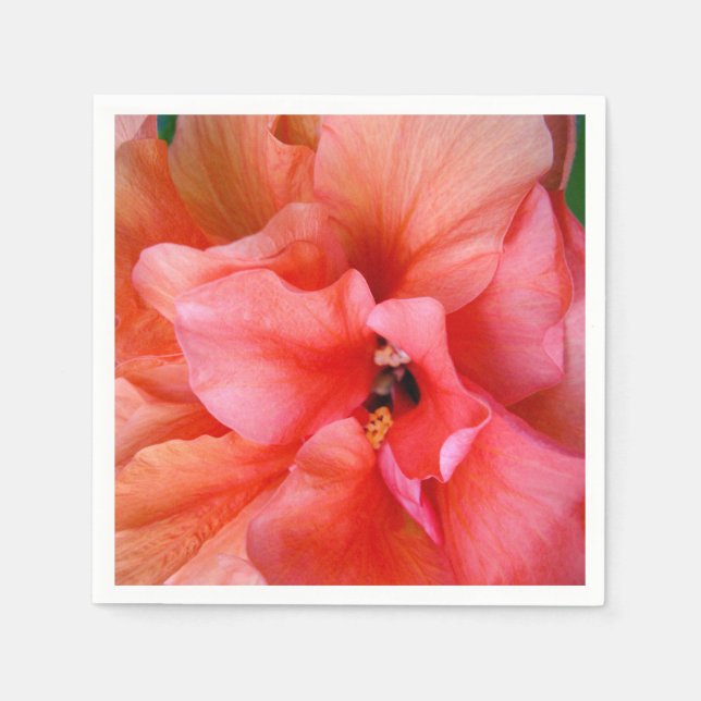 Beautiful Tropical Flower Coral Pink Orange Party Napkin (Front)