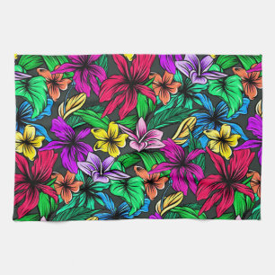Beautiful Tropical Flowers Tea Towel