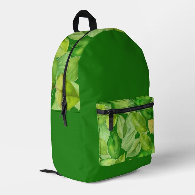 Beautiful Tropical Green Leaves Only  Printed Backpack (Back Corner Left)