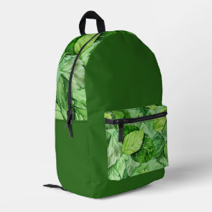 Beautiful Tropical Green Leaves Only Printed Backpack