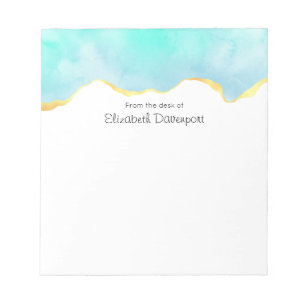 Beautiful Tropical Green with Gold Border Notepad
