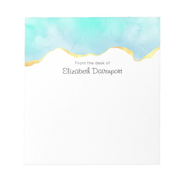 Beautiful Tropical Green with Gold Border Notepad (Front)