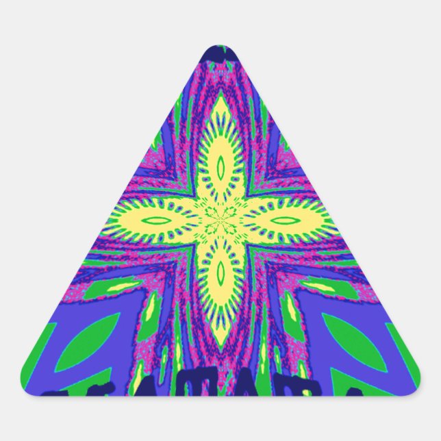 Beautiful Tropical Hakuna Matata Kanga Artwork. Triangle Sticker (Front)