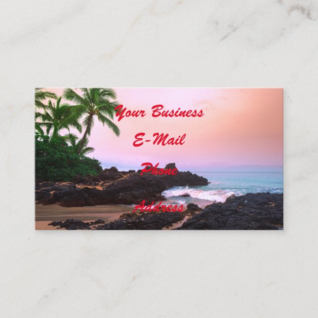 Beautiful Tropical Hawaiian Island Beach Sunset Business Card (Front)