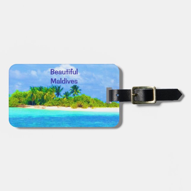 Beautiful Tropical Island in the Maldives Luggage Tag (Front Horizontal)