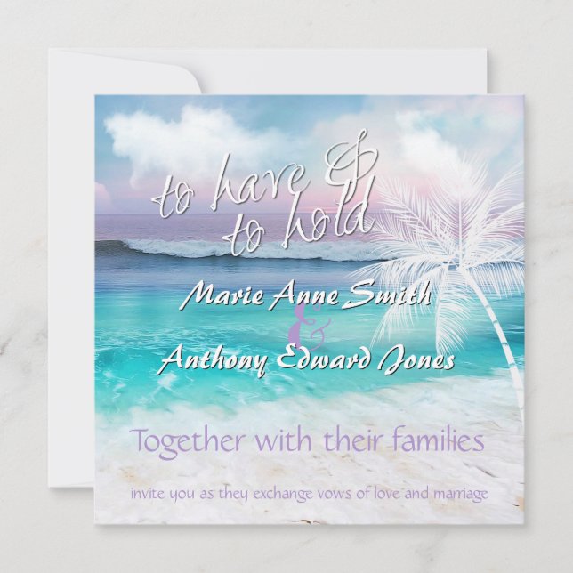 BEAUTIFUL TROPICAL OCEAN SUNRISE Wedding Invitatio Invitation (Front)