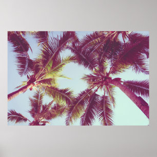 Beautiful tropical palm tree around beach sea ocea poster