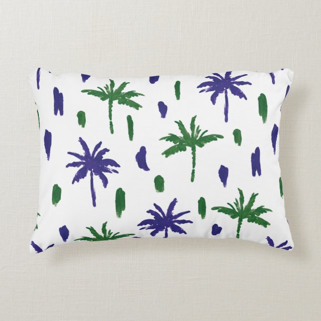 Beautiful tropical palm trees pattern decorative cushion (Front)