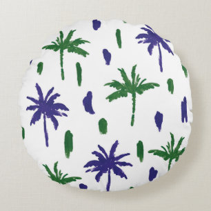 Beautiful tropical palm trees pattern round cushion