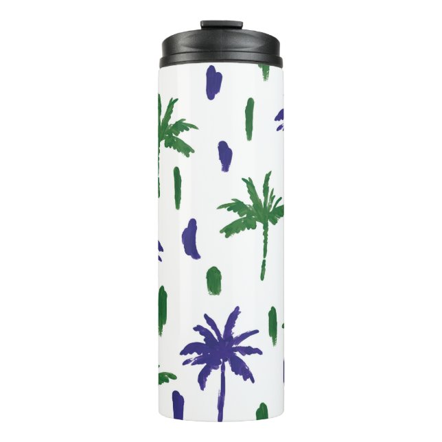 Beautiful tropical palm trees pattern thermal tumbler (Front)