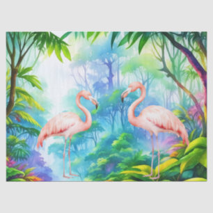 Beautiful Tropical Pink Flamingos Decoupage Tissue Paper