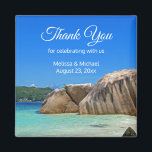 Beautiful Tropical Sea Rocky Coast  Wedding Favour Magnet<br><div class="desc">A wedding thank you magnet with a photograph of a turquoise blue ocean beach with big rocks scattered along the coast. Bright and sunny tropical locale.</div>