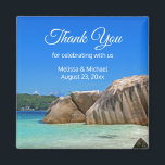 Beautiful Tropical Sea Rocky Coast  Wedding Favour Magnet<br><div class="desc">A wedding thank you magnet with a photograph of a turquoise blue ocean beach with big rocks scattered along the coast. Bright and sunny tropical locale.</div>