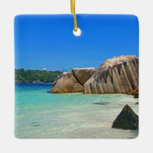 Beautiful Tropical Sea with a Rocky Beach Ceramic Ornament
