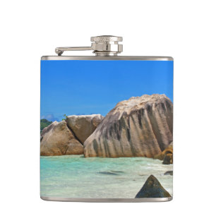 Beautiful Tropical Sea with a Rocky Beach Hip Flask
