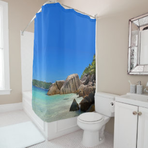 Beautiful Tropical Sea with a Rocky Beach Shower Curtain