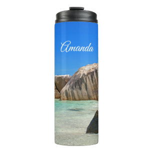 Beautiful Tropical Sea with a Rocky Beach Thermal Tumbler