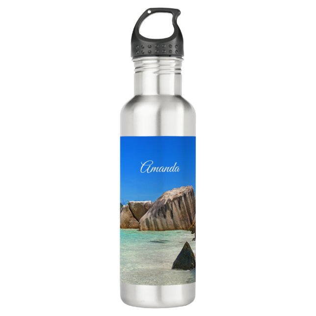 Beautiful Tropical Sea with Rock Covered Coast 710 Ml Water Bottle (Front)