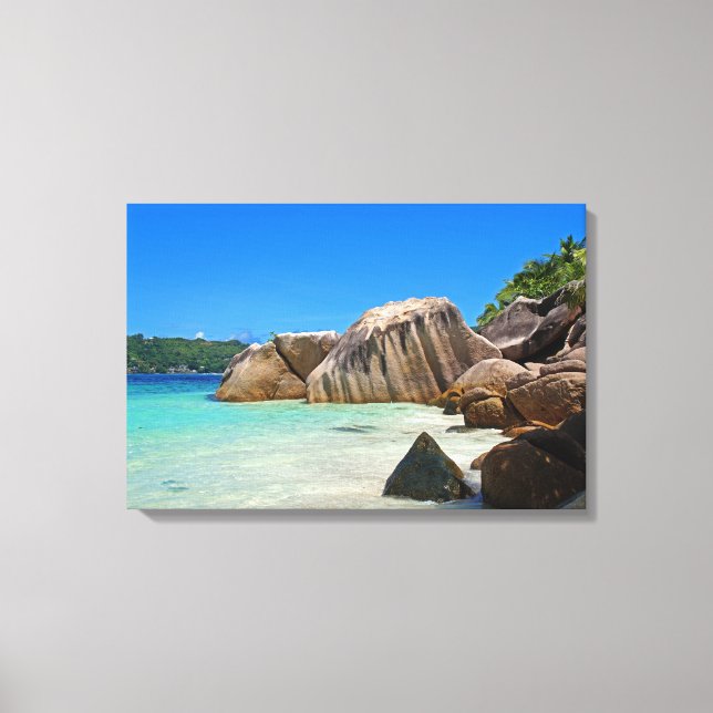 Beautiful Tropical Sea with Rock Covered Coast Canvas Print (Front)