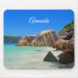 Beautiful Tropical Sea with Rock Covered Coast Mouse Pad