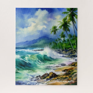 Beautiful Tropical shore watercolor puzzle