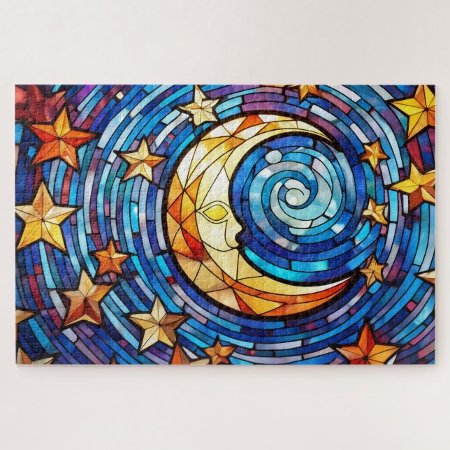 Beautiful Tropical stained glass art puzzle (Horizontal)