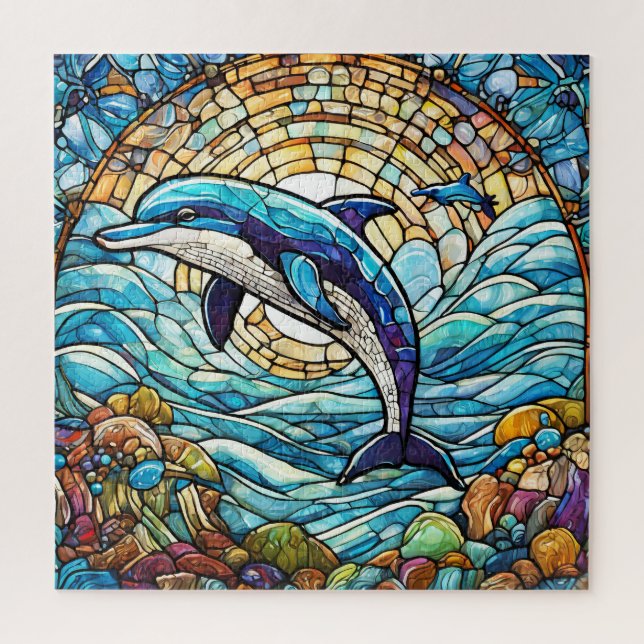 Beautiful Tropical stained glass art puzzle (Vertical)