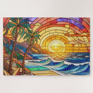 Beautiful Tropical stained glass art puzzle