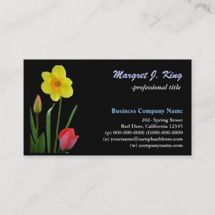 Beautiful  tulip and daffodil flower business card