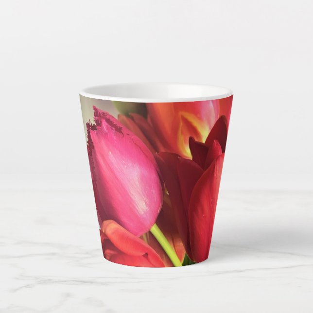 Beautiful Tulip Bouquet Latte Mug (Front)
