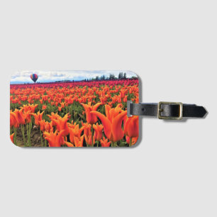Beautiful Tulip Field with Hot Air Balloon, Oregon Luggage Tag