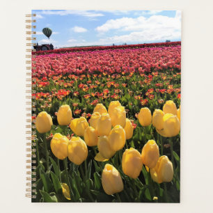 Beautiful Tulip Field with Hot Air Balloon, Oregon Planner