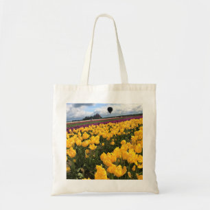 Beautiful Tulip Field with Hot Air Balloon, Oregon Tote Bag