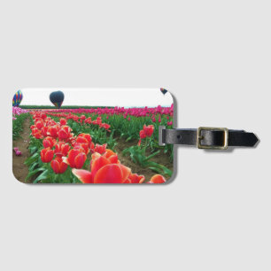 Beautiful Tulip Field with Hot Air Balloons Luggage Tag