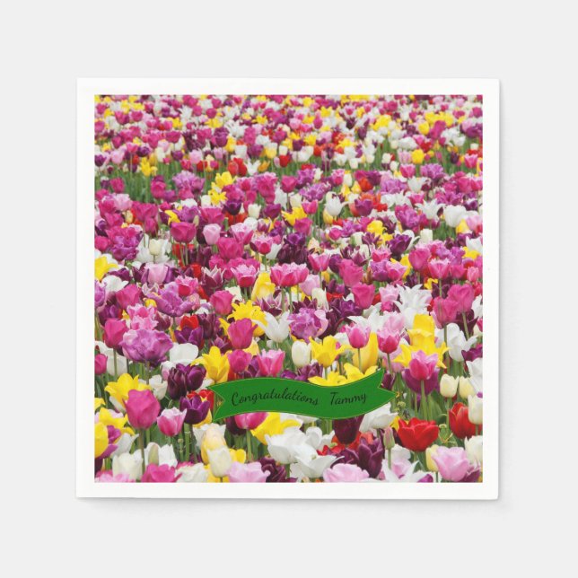 Beautiful Tulip Garden Paper Napkins (Front)