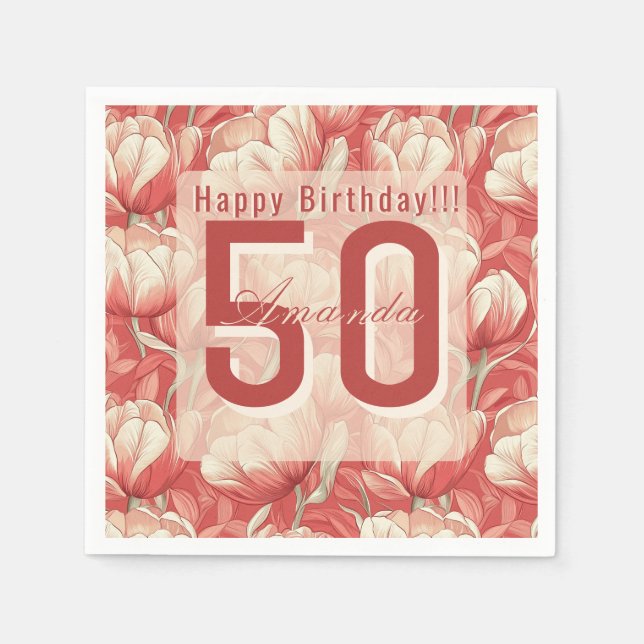 Beautiful Tulip Themed Beach Party Napkin (Front)
