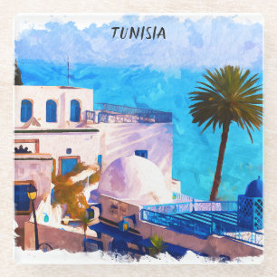 Beautiful Tunisia Panorama View Glass Coaster