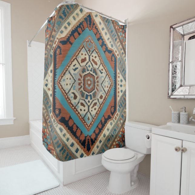 Beautiful Turkish Old Pattern Popular Collection Shower Curtain (In Situ)