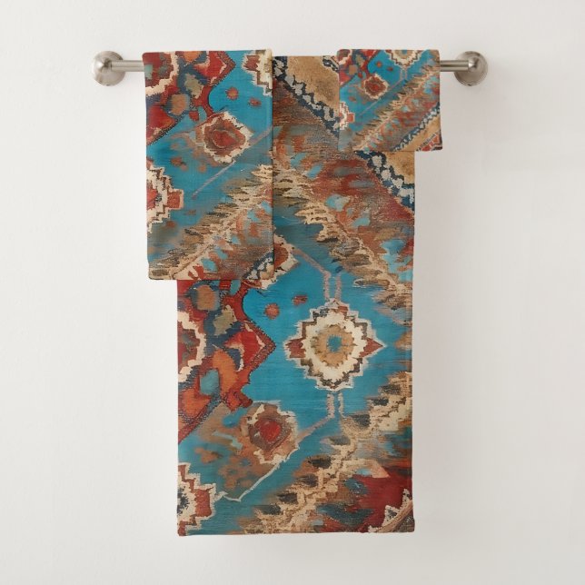 Beautiful Turkish Old Pattern Trendy Collection Bath Towel Set (Insitu)