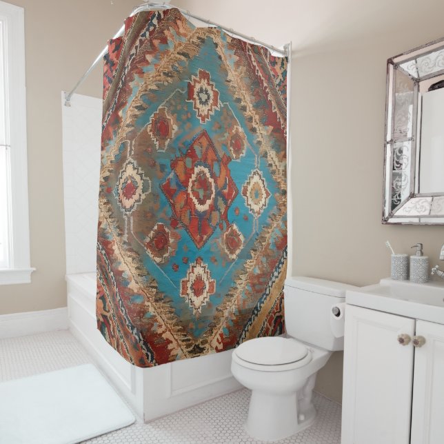 Beautiful Turkish Old Pattern Trendy Collection Shower Curtain (In Situ)