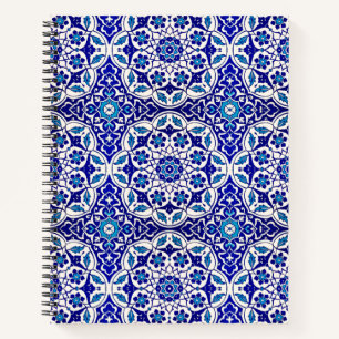 Beautiful Turkish Ottoman Iznik Indigo Pattern Notebook