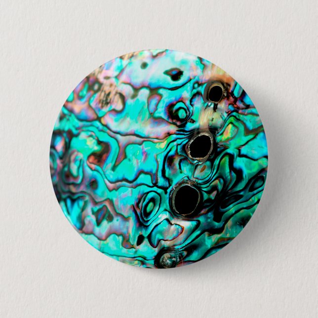 Beautiful turquoise abalone paua shell 6 cm round badge (Front)