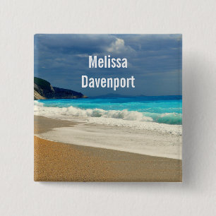 Beautiful Turquoise Blue Sea Tropical Photography 15 Cm Square Badge
