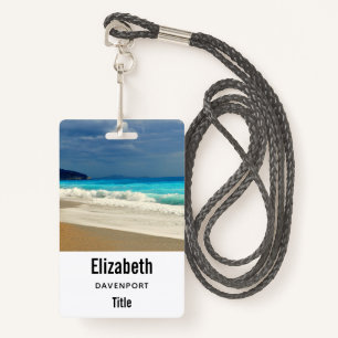 Beautiful Turquoise Blue Sea Tropical Photography ID Badge