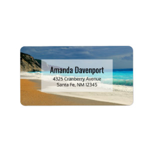 Beautiful Turquoise Blue Sea Tropical Photography Label