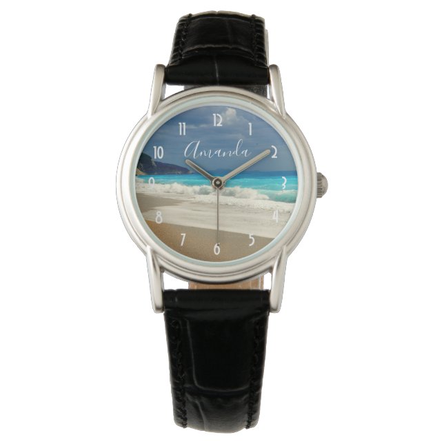 Beautiful Turquoise Blue Sea Tropical Photography Watch (Front)