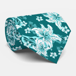 Beautiful turquoise flower pattern tie
